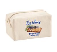 Trousse Multifonction Les échecs, Toujours Une Bonne idée | Pochette en Coton 2,5 L avec Zip Métal et Forme Cubique | Toilette Maquillage École Câbles Joueur et Joueuse D'Échecs