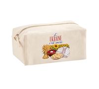 Trousse Multifonction L'Ukraine C'est sacré | Pochette Coton 2,5 L Zip Métal Forme Cubique | Toilette Maquillage École Câbles | Idée Cadeau Souvenir Voyage Expatrié Rentrée