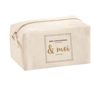 Trousse Multifonction Mes Chaussons Moi - Multi-Purpose Case - Idée Trousse Multifonction Cadeau Anniversaire Fête Original Famille Travail Départ Collègue Retraite Noël. - Marron - 3