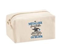 Trousse Multifonction Métallier Formidable | Pochette Coton 2,5 L Zip Métal Forme Cubique | Toilette Maquillage École Câbles | Idée Cadeau Serrurerie Rentrée