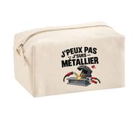 Trousse Multifonction Métallier J'peux Pas | Pochette Coton 2,5 L Zip Métal Forme Cubique | Toilette Maquillage École Câbles | Idée Cadeau Serrurerie Rentrée