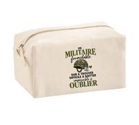 Trousse Multifonction Militaire Formidable | Pochette Coton 2,5 L Zip Métal Forme Cubique | Toilette Maquillage École Câbles | Idée Cadeau Armée Rentrée
