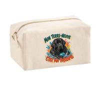 Trousse Multifonction Mon Terre-Neuve C'est ma thérapie | Pochette en Coton 2,5 L avec Zip Métal et Forme Cubique | Toilette Maquillage École Câbles