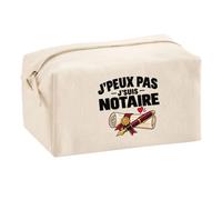 Trousse Multifonction Notaire J'peux Pas | pour Elle | Pochette Coton 2,5 L Zip Métal Forme Cubique | Toilette Maquillage École Câbles | Idée Cadeau Étude Notariale Rentrée
