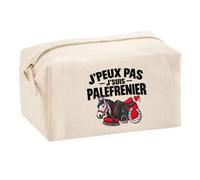 Trousse Multifonction Palefrenier J'peux Pas | Pochette Coton 2,5 L Zip Métal Forme Cubique | Toilette Maquillage École Câbles | Idée Cadeau Écurie Rentrée