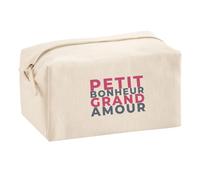 Trousse Multifonction Petit Bonheur Grand Amour - Multi-Purpose Case - Idée Trousse Multifonction Cadeau Anniversaire Fête Original Famille Travail Départ Collègue Retraite Noël. - Rose&Gris - 1
