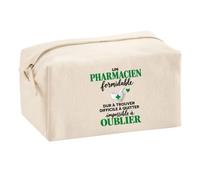 Trousse Multifonction Pharmacien Formidable | Pochette Coton 2,5 L Zip Métal Forme Cubique | Toilette Maquillage École Câbles | Idée Cadeau Rentrée