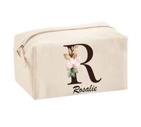 Trousse Multifonction Rosalie | Pochette en Coton 2,5 L avec Zip Métal et Forme Cubique | Toilette Maquillage École Câbles