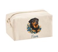 Trousse Multifonction Rottweiler 04-Aquarelle-Florale | Pochette en Coton 2,5 L avec Zip Métal et Forme Cubique | Toilette Maquillage École Câbles