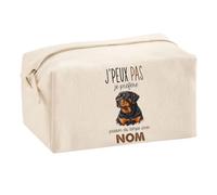 Trousse Multifonction Rottweiler 05-Passer-du-Temps | Pochette en Coton 2,5 L avec Zip Métal et Forme Cubique | Toilette Maquillage École Câbles