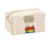 Trousse Multifonction Saut à la Perche Pourquoi Je perds | Pochette en Coton 2,5 L avec Zip Métal et Forme Cubique | Toilette Maquillage École Câbles