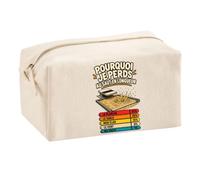 Trousse Multifonction Saut en Longueur Pourquoi Je perds | Pochette en Coton 2,5 L avec Zip Métal et Forme Cubique | Toilette Maquillage École Câbles