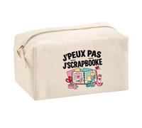 Trousse Multifonction Scrapbooking J'peux Pas | Pochette Coton 2,5 L Zip Métal Forme Cubique | Toilette Maquillage École Câbles | Idée Cadeau Scrapbookeur Scrapbookeuse Rentrée