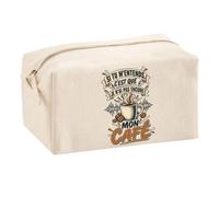 Trousse Multifonction Si tu m'entends, C'est Que Je n'ai Pas Encore Mon café Humour Beauf et drôle | Pochette en Coton 2,5 L avec Zip Métal et Forme Cubique | Toilette Maquillage École Câbles