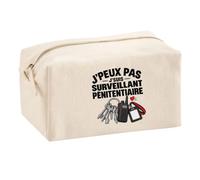 Trousse Multifonction Surveillant Pénitentiaire J'peux Pas | Pochette Coton 2,5 L Zip Métal Forme Cubique | Toilette Maquillage École Câbles | Idée Cadeau Administration Pénitentiaire Rentrée
