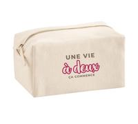 Trousse Multifonction Une Vie A Deux Ca Commence - Multi-Purpose Case - Idée Trousse Multifonction Cadeau Anniversaire Fête Original Famille Travail Départ Collègue Retraite Noël. - Marron&Rouge - 2
