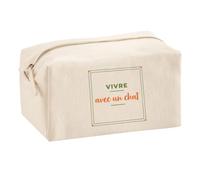 Trousse Multifonction Vivre avec Un Chat - Multi-Purpose Case - Idée Trousse Multifonction Cadeau Anniversaire Fête Original Famille Travail Départ Collègue Retraite Noël. - Kaki&Orange - 3