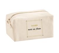 Trousse Multifonction Vivre avec Un Chien - Multi-Purpose Case - Idée Trousse Multifonction Cadeau Anniversaire Fête Original Famille Travail Départ Collègue Retraite Noël. - Doré&Noir - 3