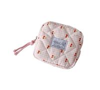 Trousse multifonctionnelle pour serviettes hygiéniques en polyester à motif cerises pour tampons, cosmétiques, voyage essentiel