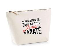 Trousse Ne Pas déranger dans ma tête Je suis au karaté | Pouch | Idée Pochette Toilette Maquillage Transport Cadeau Anniversaire Fête Original Famille Travail Départ Collègue Retraite