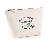 Trousse Ne Pas déranger dans ma tête Je Tricote | Pouch | Idée Pochette Toilette Maquillage Transport Cadeau Anniversaire Fête Original Famille Travail Départ Collègue Retraite