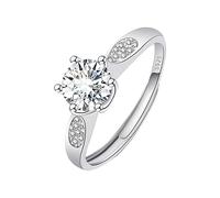 Trousse Nettoyeur Bijoux Gold Plated Round Cut Engagement Promise Rings Anniversary Wedding Bands(Silver One Size) Perles Bagues Anneaux (F, One Size)