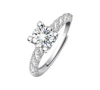 Trousse Nettoyeur Bijoux Gold Plated Round Cut Engagement Promise Rings Anniversary Wedding Bands(Silver One Size) Perles Bagues Anneaux (E, One Size)