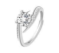 Trousse Nettoyeur Bijoux Gold Plated Round Cut Engagement Promise Rings Anniversary Wedding Bands(Silver One Size) Perles Bagues Anneaux (H, One Size)