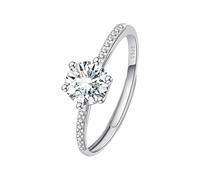 Trousse Nettoyeur Bijoux Gold Plated Round Cut Engagement Promise Rings Anniversary Wedding Bands(Silver One Size) Perles Bagues Anneaux (B, One Size)