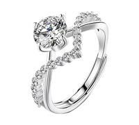 Trousse Nettoyeur Bijoux Gold Plated Round Cut Engagement Promise Rings Anniversary Wedding Bands(Silver One Size) Perles Bagues Anneaux (I, One Size)