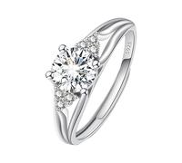 Trousse Nettoyeur Bijoux Gold Plated Round Cut Engagement Promise Rings Anniversary Wedding Bands(Silver One Size) Perles Bagues Anneaux (A, One Size)