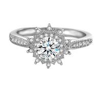 Trousse Nettoyeur Bijoux Gold Plated Round Cut Engagement Promise Rings Anniversary Wedding Bands(Silver One Size) Perles Bagues Anneaux (C, One Size)