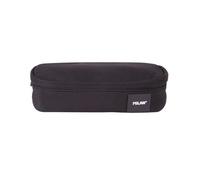Trousse - Noir - Ovale - Avec compartiment - Scolaire - 20,5x9x5,5cm - Milan