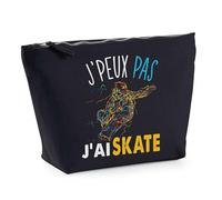 Trousse Noir Skate J'peux Pas | Pochette Toilette Maquillage Idée Sac Cadeau