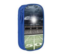 Trousse noire avec lumière de champ de football Satdium Stadium, bleu | Trousse à crayons de grande capacité - Organiseur de papeterie - Trousse de maquillage pour étudiants, bureau, voyage