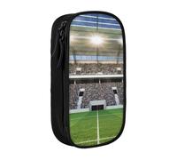 Trousse noire avec lumière de champ de football Satdium Stadium, Noir | Trousse à crayons de grande capacité - Organiseur de papeterie - Trousse de maquillage pour étudiants, bureau, voyage
