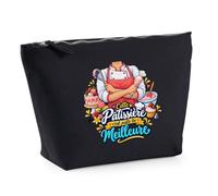 Trousse Noire Patissiere C'est Juste la Meilleure Métier | Trousse de Toilette en Coton 3 L avec Zip Métal et Fond Plat | Maquillage École Câbles | Cadeau Anniversaire