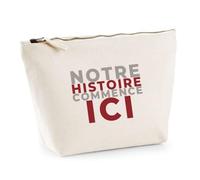 Trousse Notre Histoire Commence Ici - Pouch Case - Idée Trousse Rangement Cadeau Anniversaire Fête Original Famille Travail Départ Collègue Retraite Noël. - Gris&Bordeaux - 1