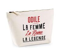 Trousse Odile la Femme la Reine la Légende | Pochette Toilette Maquillage | Idée Cadeau Petite Amie Copine Maman Amour Humour Noël Anniversaire Fête des Mères