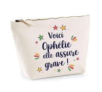 Trousse Ophélie Elle Assure Grave ! | Pochette Maquillage Make-up Toilette Cadeau Fête des Mères Anniversaire Soeur Noël Tata Marraine