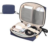 Trousse Organisateur Câbles Compacte, Sac De Rangement Pour Accessoires Pc, Power Bank, Câbles, Cartes Sd - Idéal Voyage/Bureau/Photographie (Bleu)