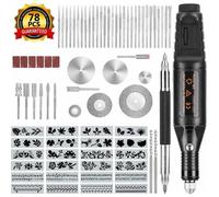 Trousse Outil Gravure 78 Pièces : Stylo Graveur Electrique (Metal/Bois) + Scribe + 52 Bits + 24 Pochoirs (Bricolage Bijoux/Verr YYV