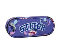 ARTESANÍA CERDÁ Trousse à crayons Ovale Stitch – Violet – 8,5×5×22,5 cm – Fermeture à glissière
