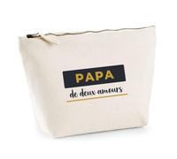 Trousse Papa de Deux Amours - Pouch Case - Idée Trousse Rangement Cadeau Anniversaire Fête Original Famille Travail Départ Collègue Retraite Noël. - Bleu&Jaune - 4