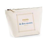 Trousse Papa de Deux Amours - Pouch Case - Idée Trousse Rangement Cadeau Anniversaire Fête Original Famille Travail Départ Collègue Retraite Noël. - Jaune&Bleu - 3