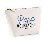Trousse Papa Moustachu | Pochette Toilette Maquillage | Idée Cadeau Père Humour Original Noël Anniversaire Fête des Pères Famille Amour Naissance Retraite