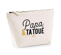 Trousse Papa & Tatoué | Pochette Toilette Maquillage | Idée Cadeau Père Humour Original Noël Anniversaire Fête des Pères Famille Amour Naissance Retraite