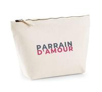Trousse Parrain Damour - Pouch Case - Idée Trousse Rangement Cadeau Anniversaire Fête Original Famille Travail Départ Collègue Retraite Noël. - Gris&Rose - 1