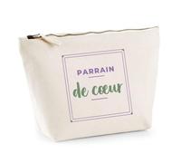 Trousse Parrain de Cœur - Pouch Case - Idée Trousse Rangement Cadeau Anniversaire Fête Original Famille Travail Départ Collègue Retraite Noël. - Violet&Vert - 3