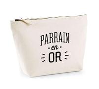 Trousse Parrain en Or | Pochette Toilette Maquillage | Idée Cadeau Humour Original Noël Anniversaire Baptême Famille Parrainage